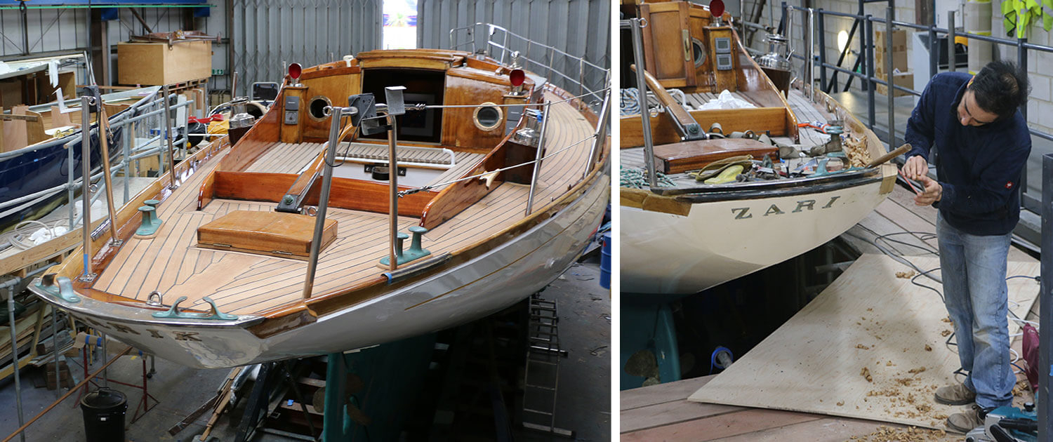 Zarik yacht refurbishment at Jeremy Rogers boat builders